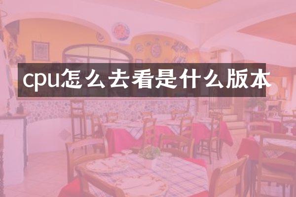 cpu怎么去看是什么版本