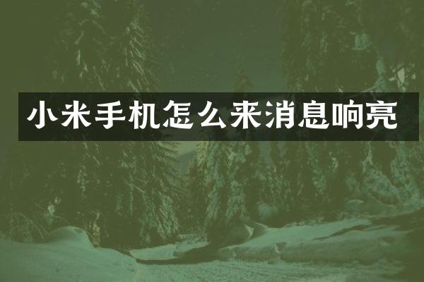 小米手机怎么来消息响亮