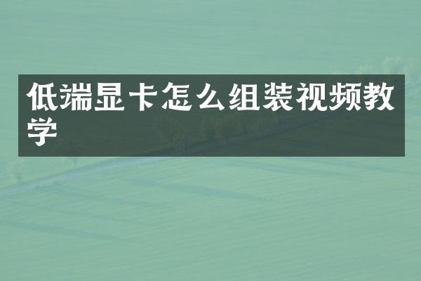 低端显卡怎么组装视频教学