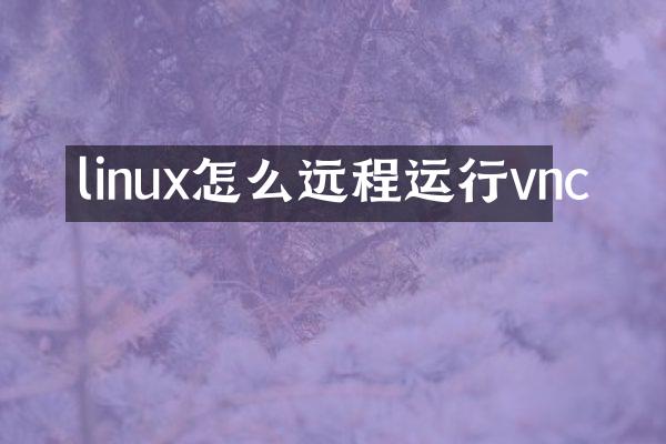 linux怎么远程运行vnc