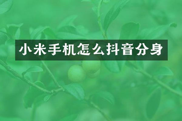 小米手机怎么抖音分身