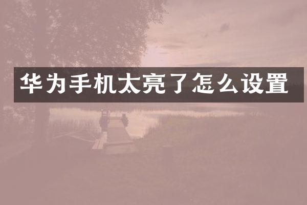 华为手机太亮了怎么设置