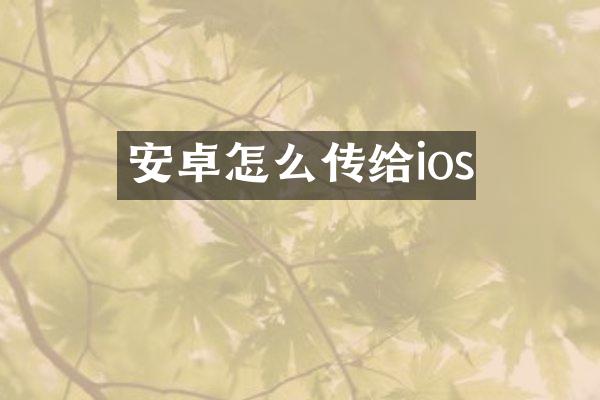 安卓怎么传给ios