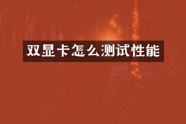 双显卡怎么测试性能