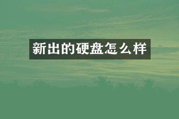 新出的硬盘怎么样