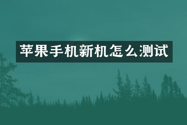 苹果手机新机怎么测试