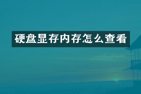 硬盘显存内存怎么查看