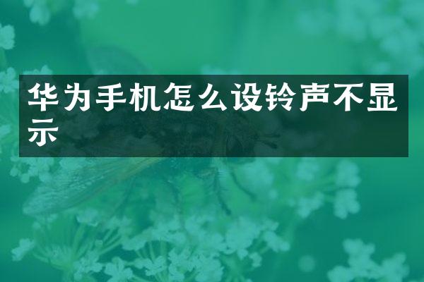 华为手机怎么设铃声不显示