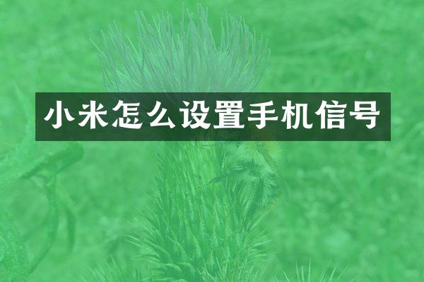小米怎么设置手机信号