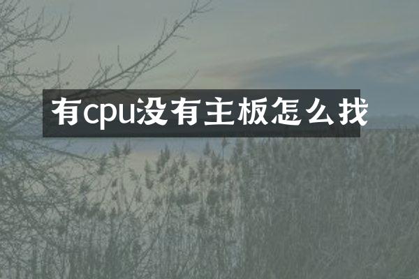 有cpu没有主板怎么找