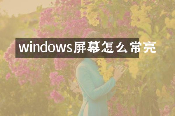 windows屏幕怎么常亮