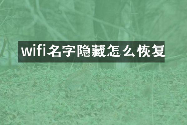 wifi名字隐藏怎么恢复
