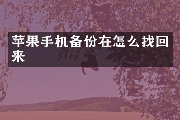 苹果手机备份在怎么找回来