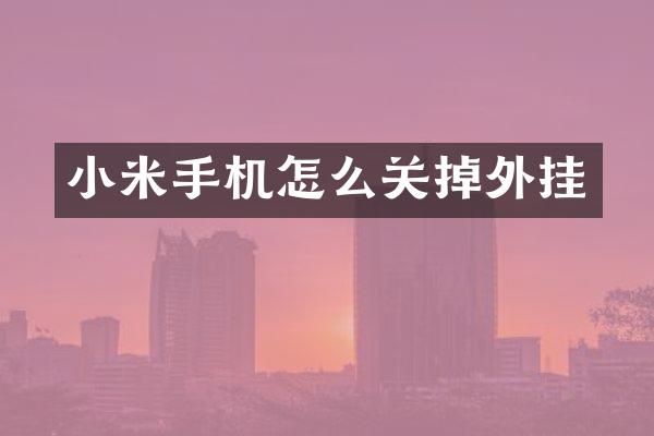 小米手机怎么关掉外挂