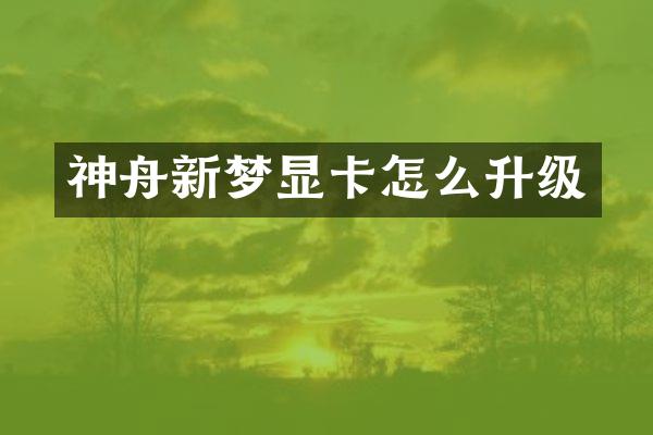 神舟新梦显卡怎么升级