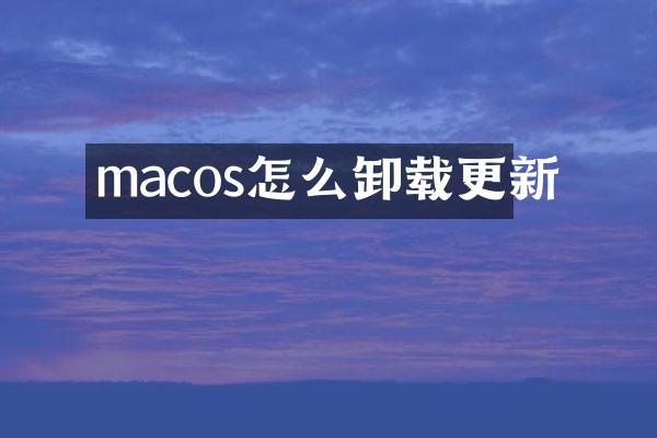 macos怎么卸载更新