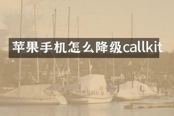 苹果手机怎么降级callkit