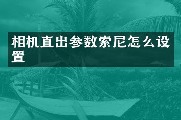 相机直出参数怎么设置