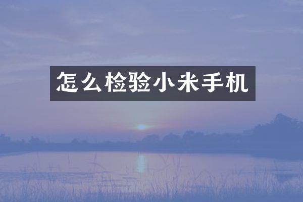 怎么检验小米手机