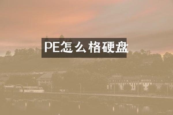 PE怎么格硬盘