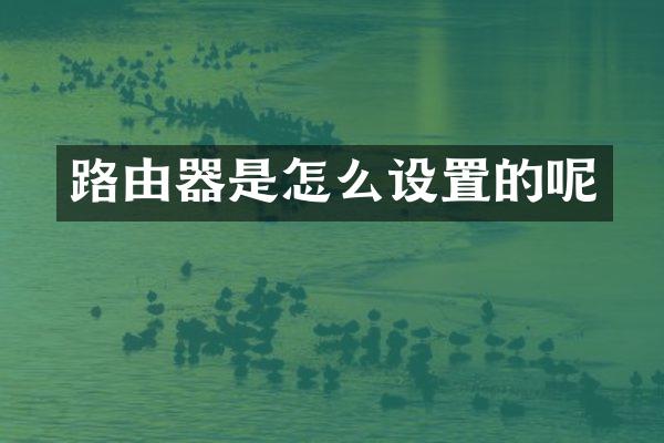 路由器是怎么设置的呢