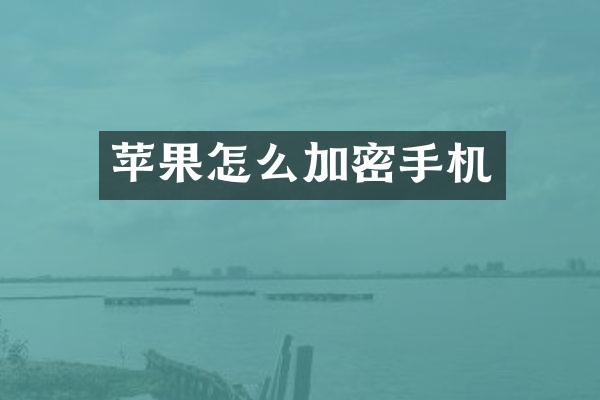 苹果怎么加密手机