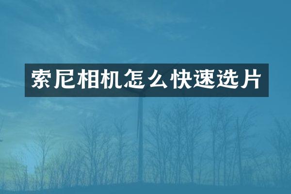 相机怎么快速选片