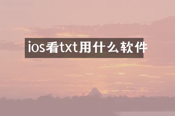 ios看txt用什么软件