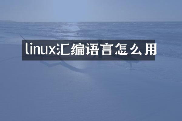 linux汇编语言怎么用
