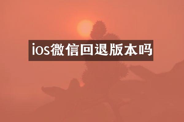 ios微信回退版本吗