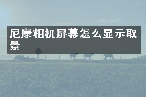 尼康相机屏幕怎么显示取景