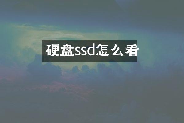 硬盘ssd怎么看