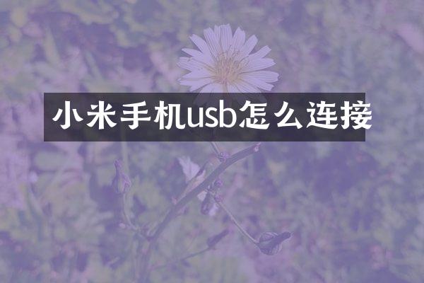 小米手机usb怎么连接