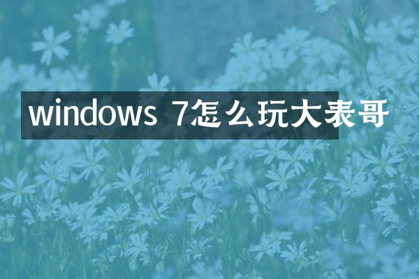 windows 7怎么玩大表哥