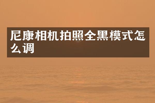 尼康相机拍照全黑模式怎么调