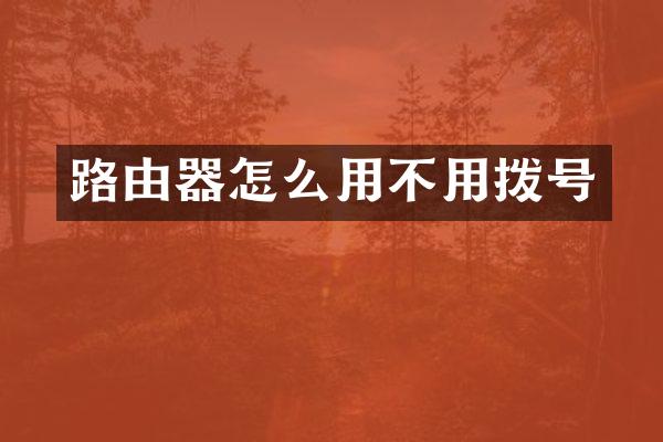路由器怎么用不用拨号