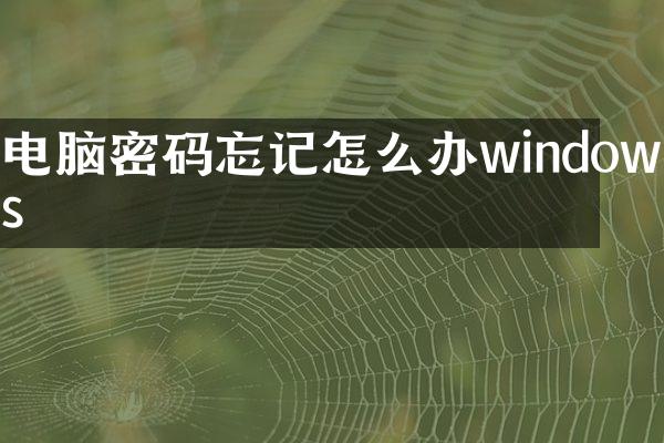 电脑密码忘记怎么办windows