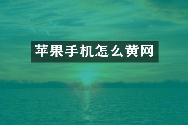 苹果手机怎么黄网
