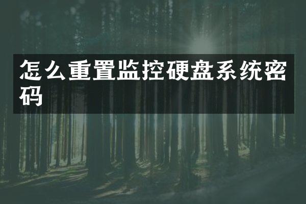怎么重置监控硬盘系统密码