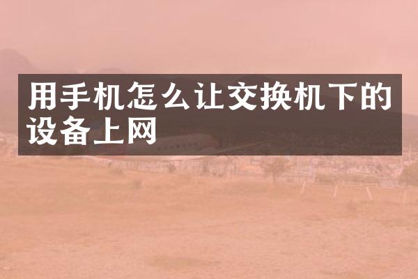 用手机怎么让交换机下的设备上网