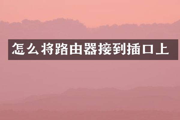 怎么将路由器接到插口上