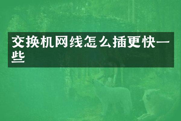 交换机网线怎么插更快一些