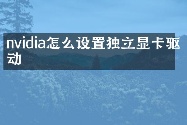 nvidia怎么设置独立显卡驱动