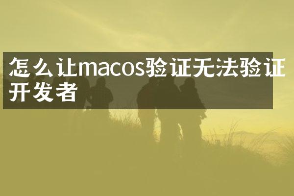 怎么让macos验证无法验证的开发者