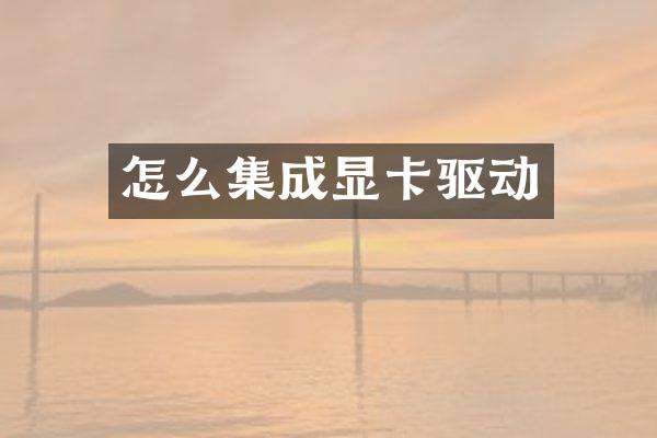 怎么集成显卡驱动