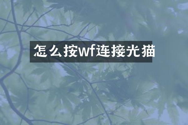 怎么按wf连接光猫
