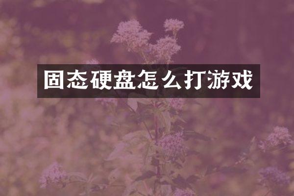 固态硬盘怎么打游戏