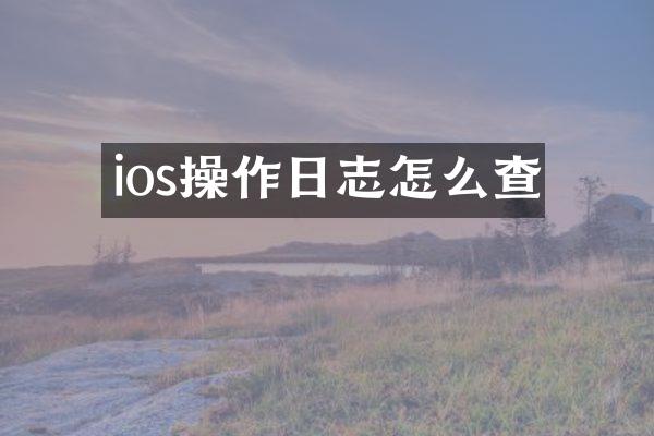 ios操作日志怎么查