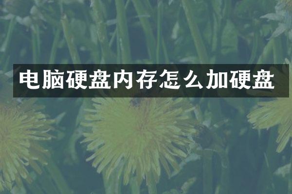 电脑硬盘内存怎么加硬盘