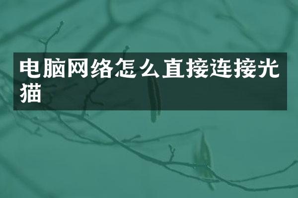电脑网络怎么直接连接光猫